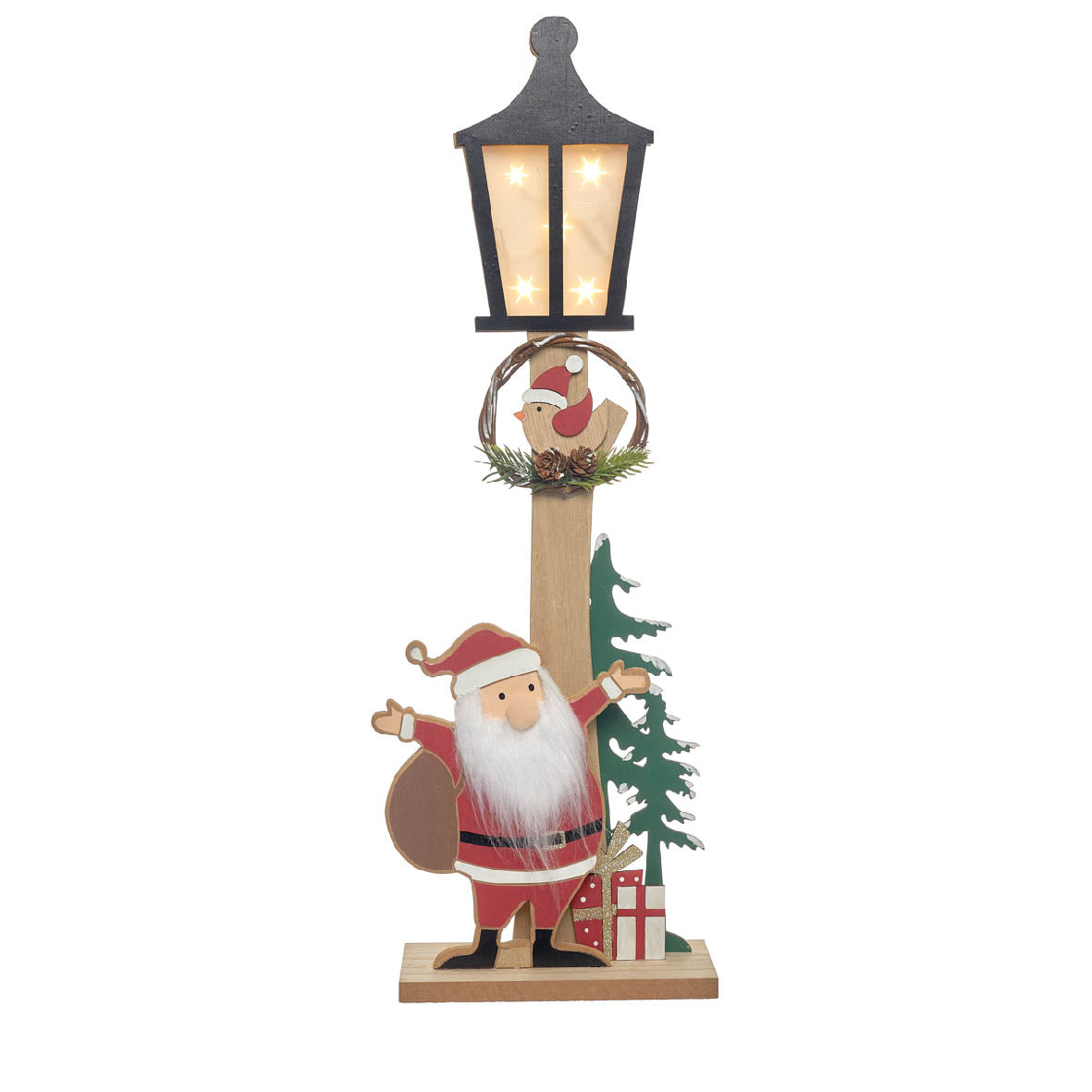Decoración Navideña Farola y Papá Noel madera